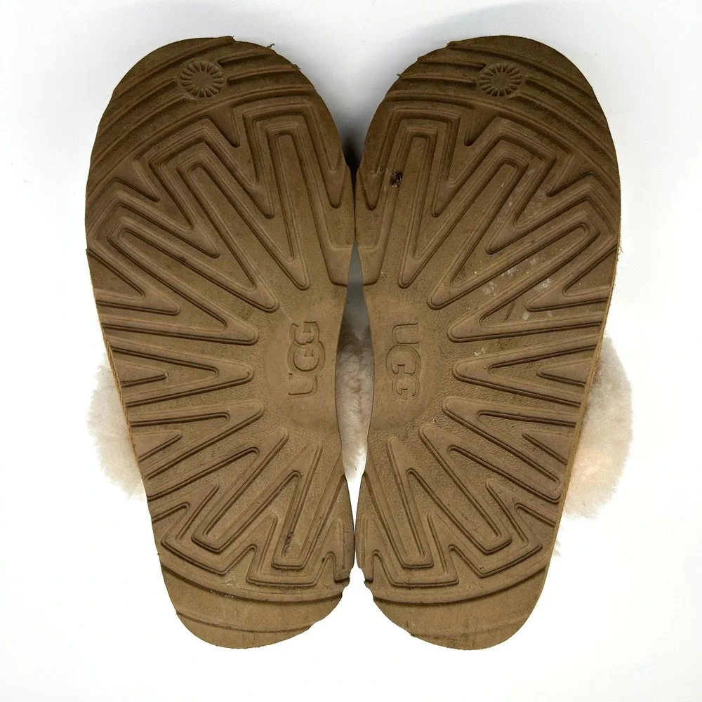 UGG Cozy II Slippers Kids 2 Chestnut Brown Suede Sheepskin Wool Slip On 1019065K